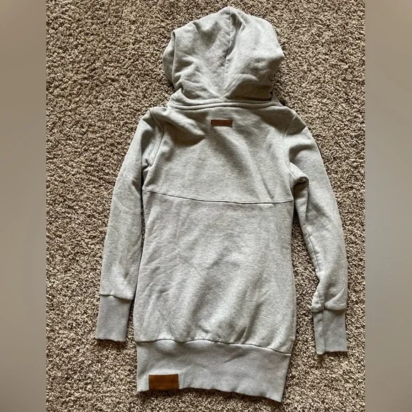 Naketano Cowl Neck Hooded Sweatshirt Hoodie Rope Drawstring Long Length Tunic - Picture 11 of 16